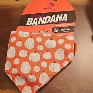 Dog Collar  W/ Bandana Reversible Design Harvest Pumpkins Orange And Brown